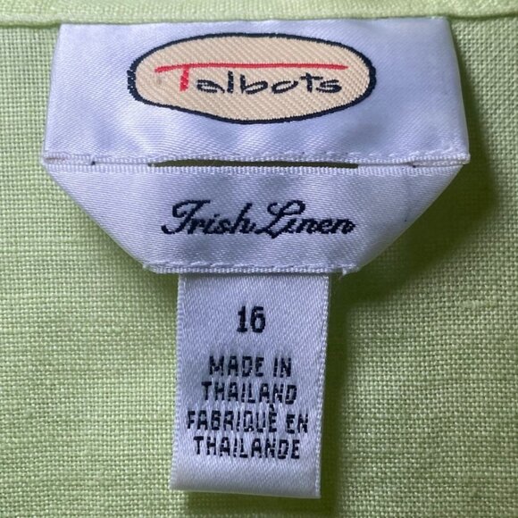 Talbots Womens Irish Linen Button-Up Blouse Size 16 Light Green Casual Comfort - Picture 3 of 5